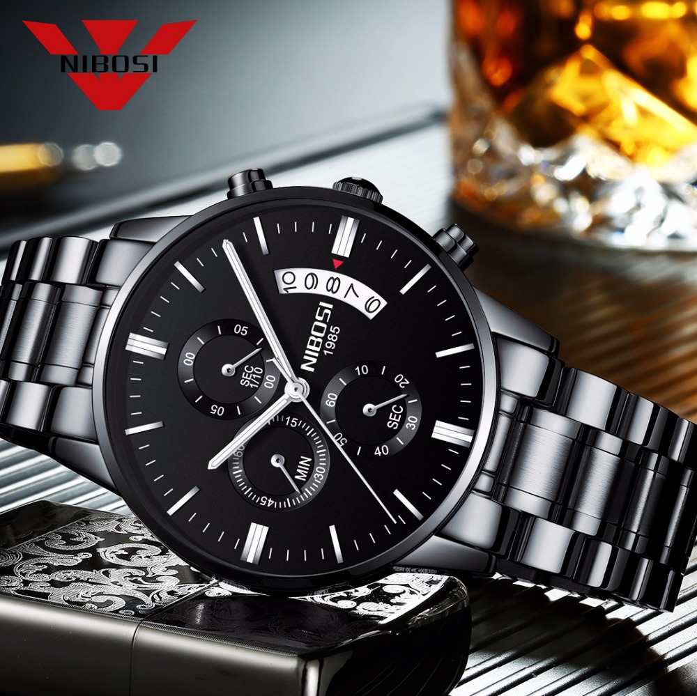 NIBOSI Stainless Steel Black Q - Luxury Watch Affordable recensie en prijs