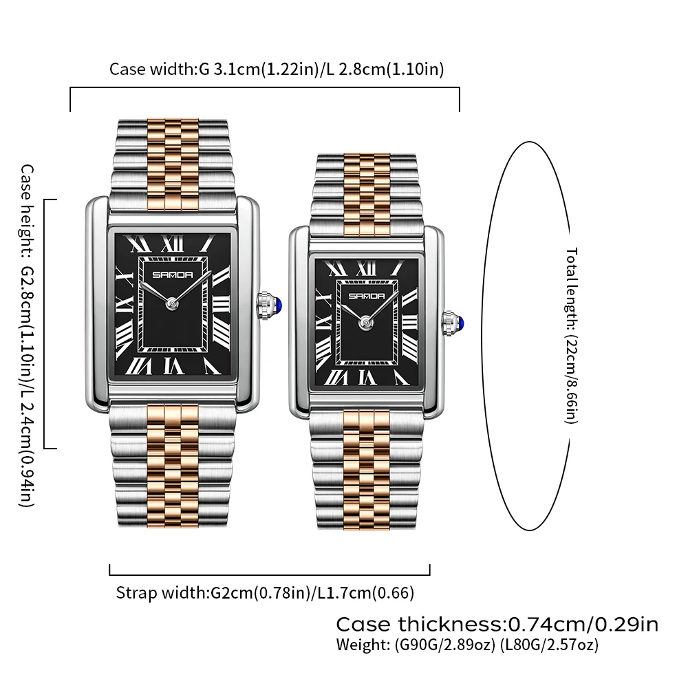 SANDA Couple Tank Quartz Watch - Luxury Watch Cartier recensie en prijs